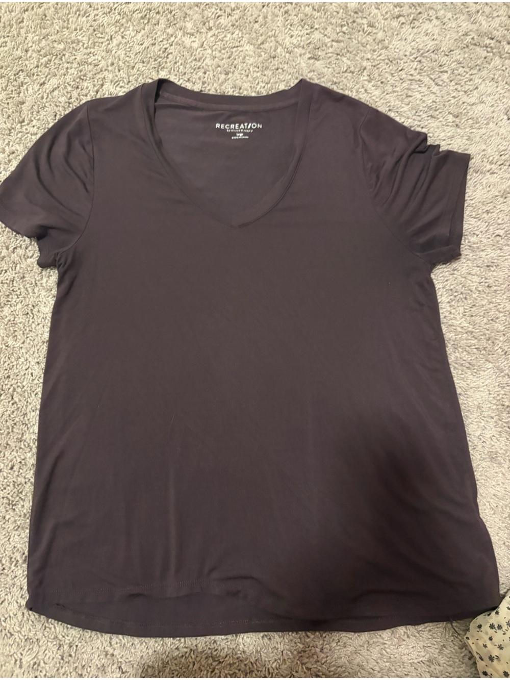 RECREATION by Thread an Supply Short Sleeve V-Neck Tee in Dark Purple